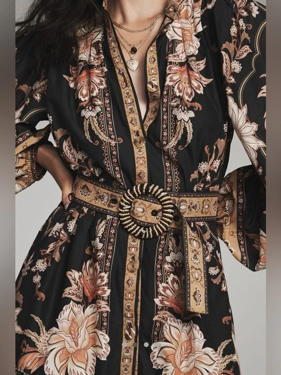 FARM Rio Majestic Garden Black Floral Belted Mini Dress, NWT 🇧🇷 - Picture 3 of 16